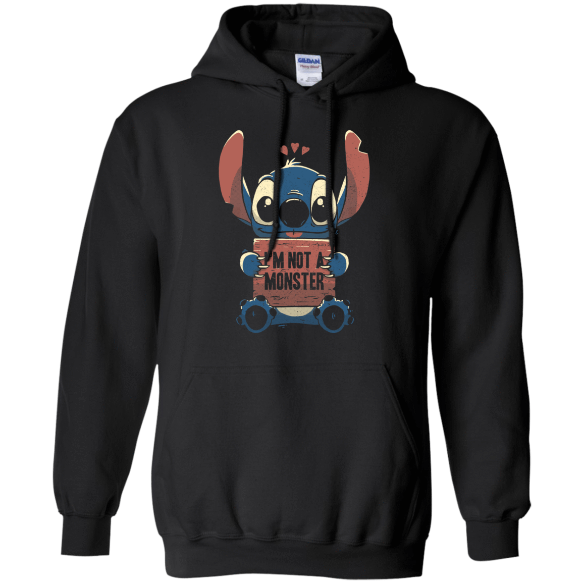 Sweatshirts Black / S Stitch Not a Monster Pullover Hoodie