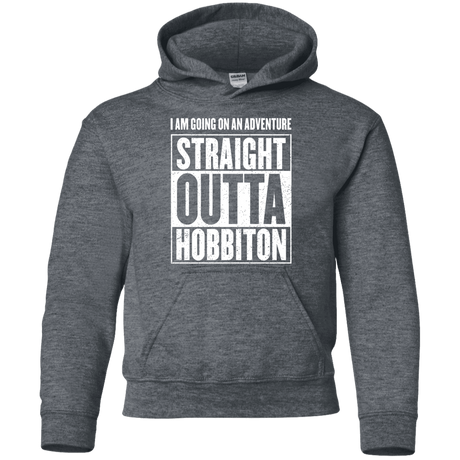 Sweatshirts Dark Heather / YS Straight Outta Hobbiton Youth Hoodie