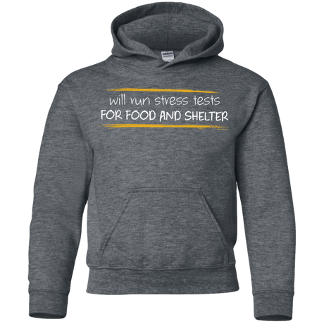 Sweatshirts Dark Heather / YS Stress Testing For Food And Shelter Youth Hoodie