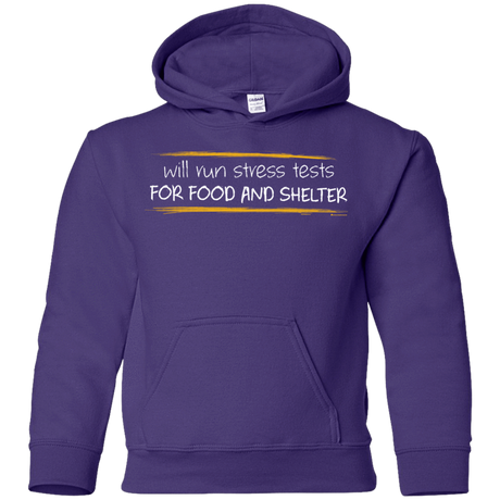 Sweatshirts Purple / YS Stress Testing For Food And Shelter Youth Hoodie