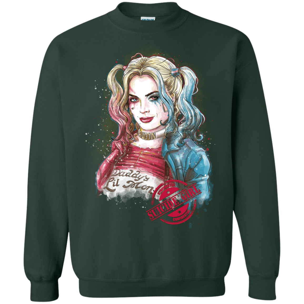 Sweatshirts Forest Green / S Suicide Girl Crewneck Sweatshirt