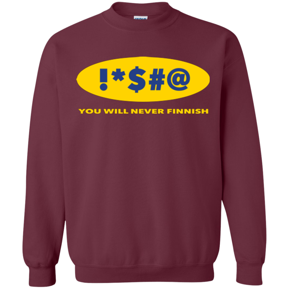 Sweatshirts Maroon / Small Swearing Never Finnish Crewneck Sweatshirt