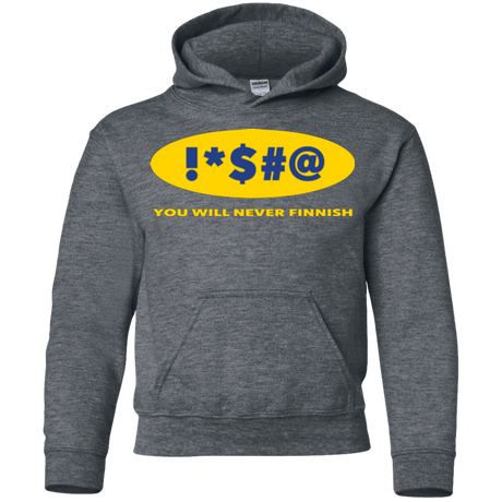 Sweatshirts Dark Heather / YS Swearing Never Finnish Youth Hoodie