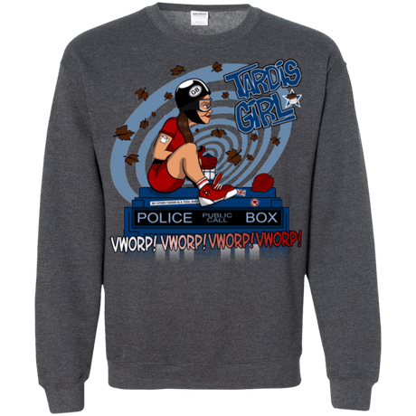 Sweatshirts Dark Heather / Small Tardis Girl Crewneck Sweatshirt