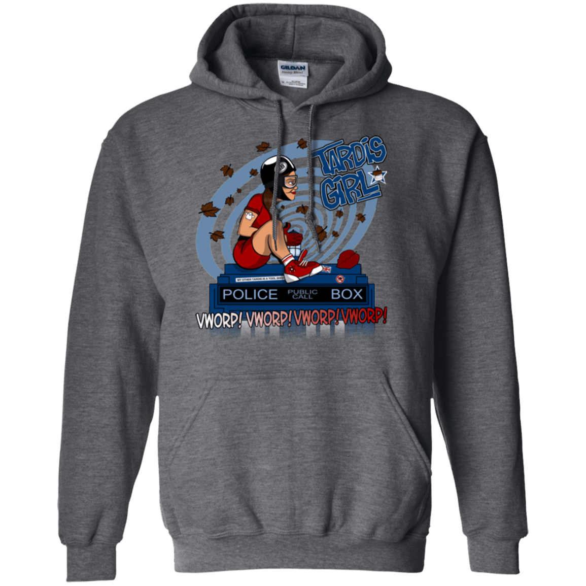 Sweatshirts Dark Heather / Small Tardis Girl Pullover Hoodie