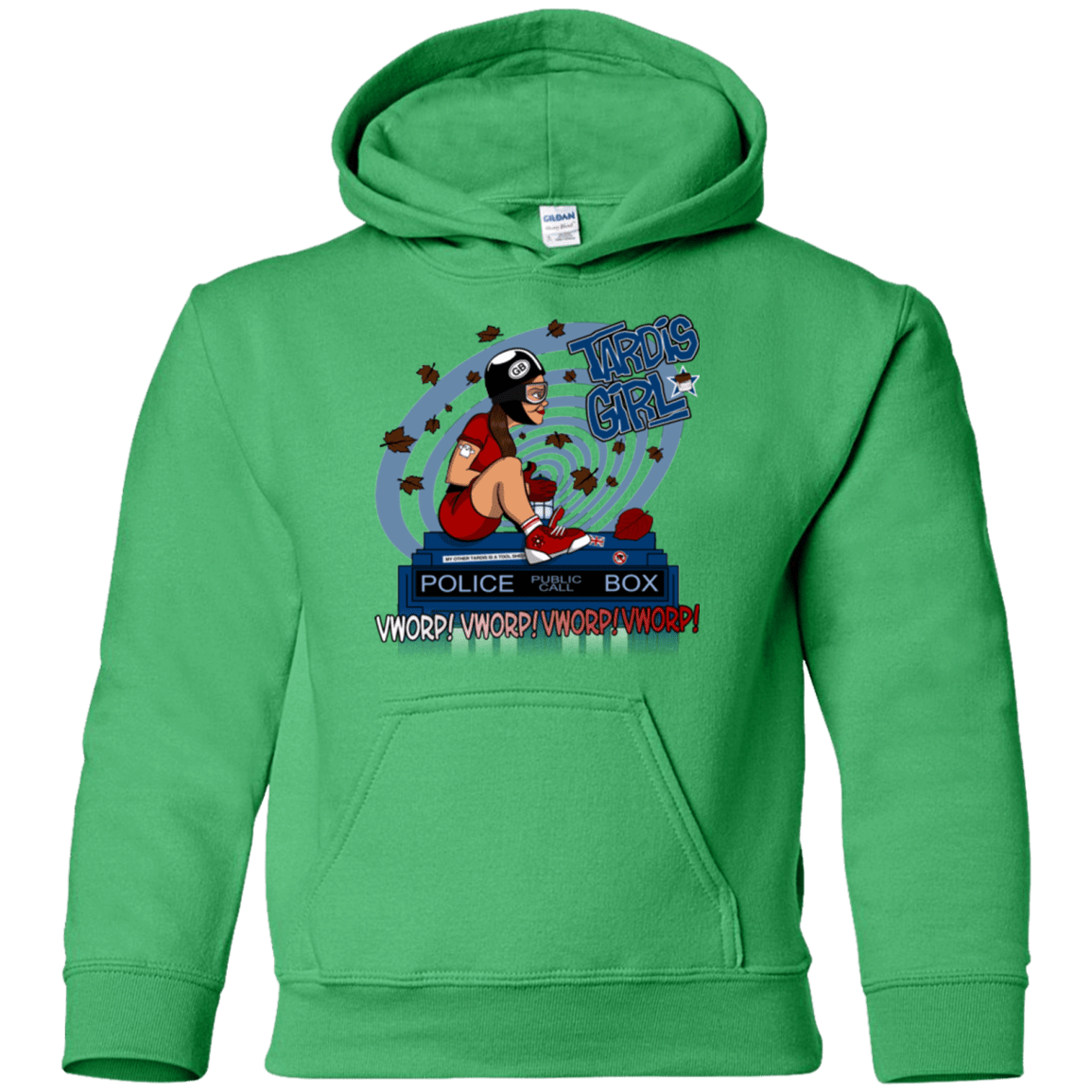 Sweatshirts Irish Green / YS Tardis Girl Youth Hoodie