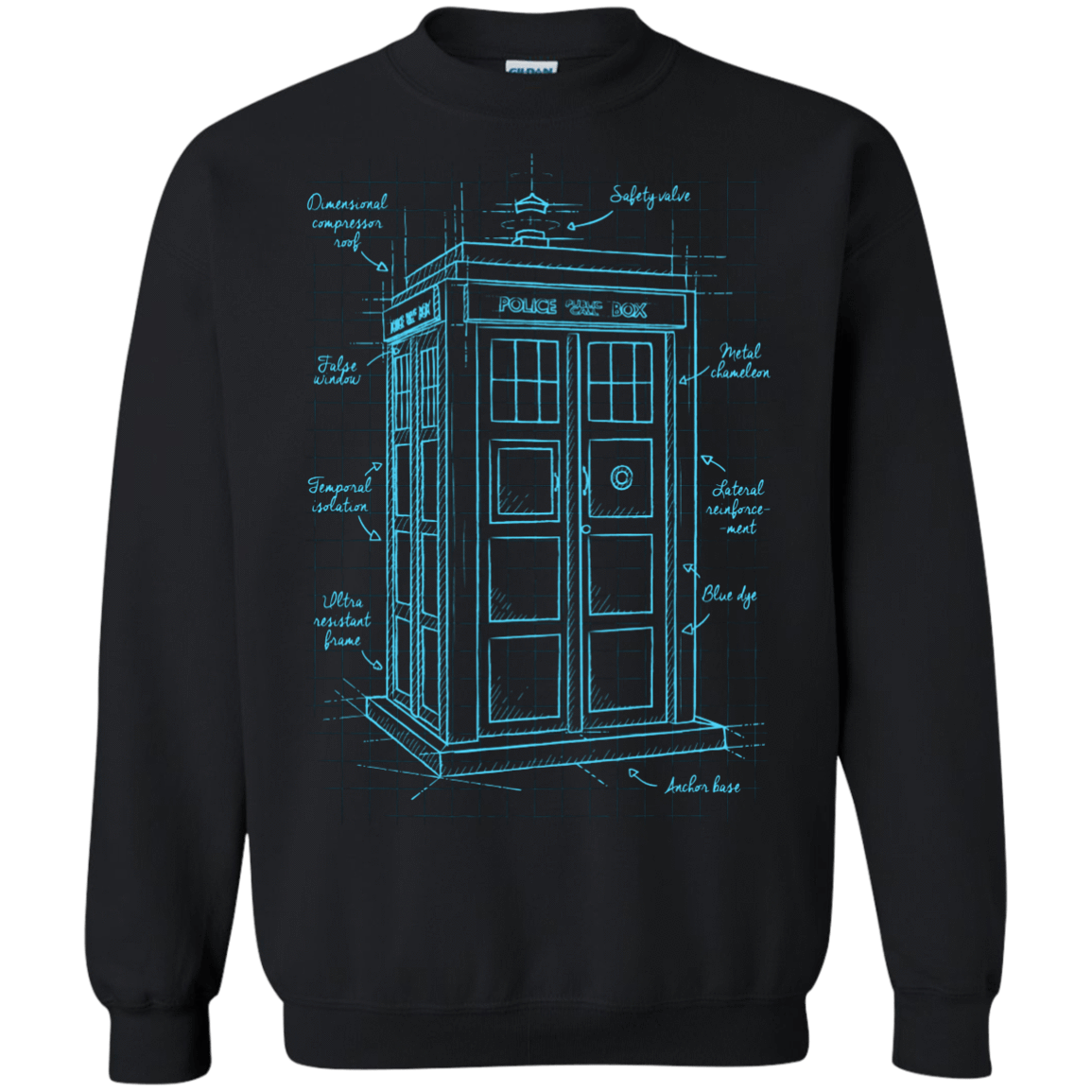 Sweatshirts Black / S Tardis Plan Crewneck Sweatshirt