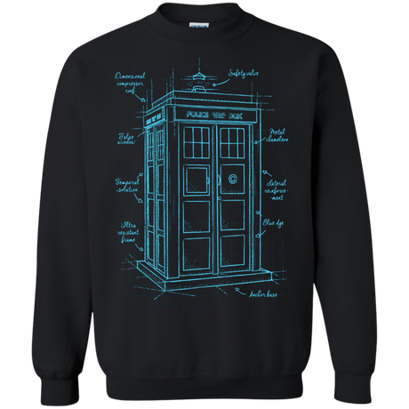 Sweatshirts Black / S Tardis Plan Crewneck Sweatshirt