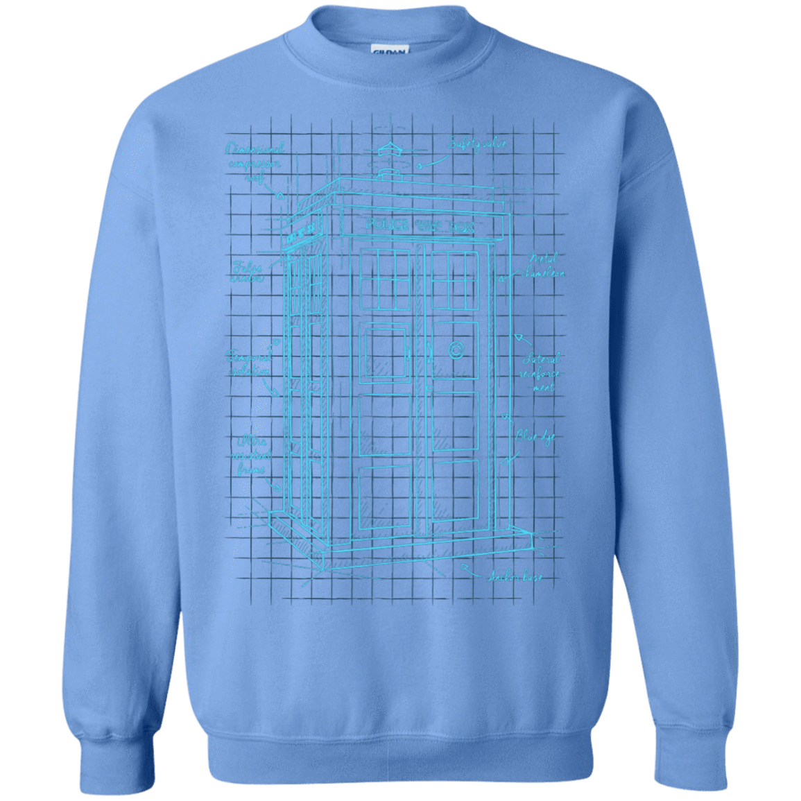 Sweatshirts Carolina Blue / S Tardis Plan Crewneck Sweatshirt