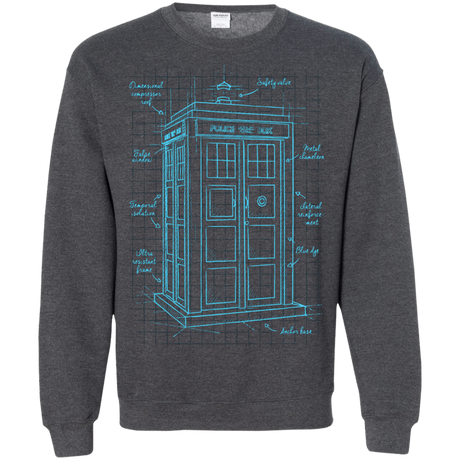 Sweatshirts Dark Heather / S Tardis Plan Crewneck Sweatshirt