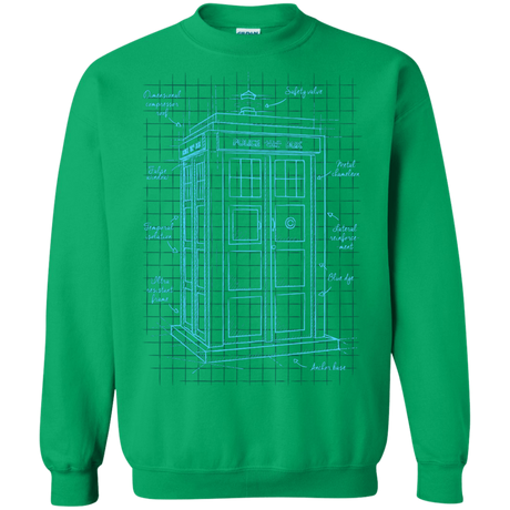 Sweatshirts Irish Green / S Tardis Plan Crewneck Sweatshirt