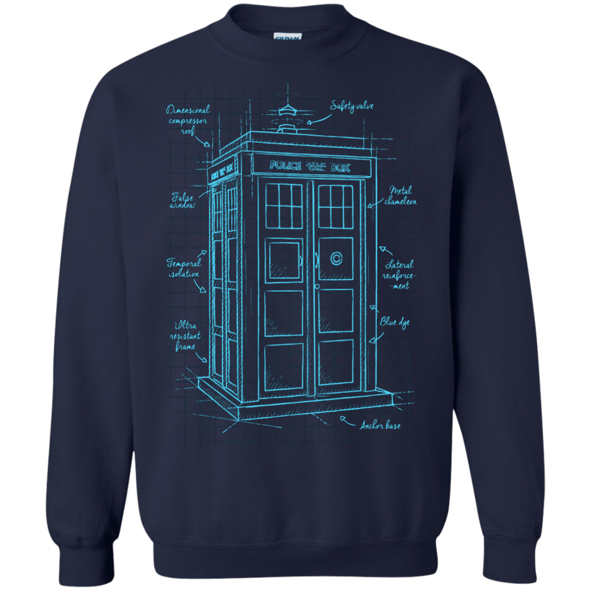 Sweatshirts Navy / S Tardis Plan Crewneck Sweatshirt