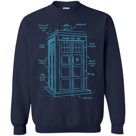 Sweatshirts Navy / S Tardis Plan Crewneck Sweatshirt