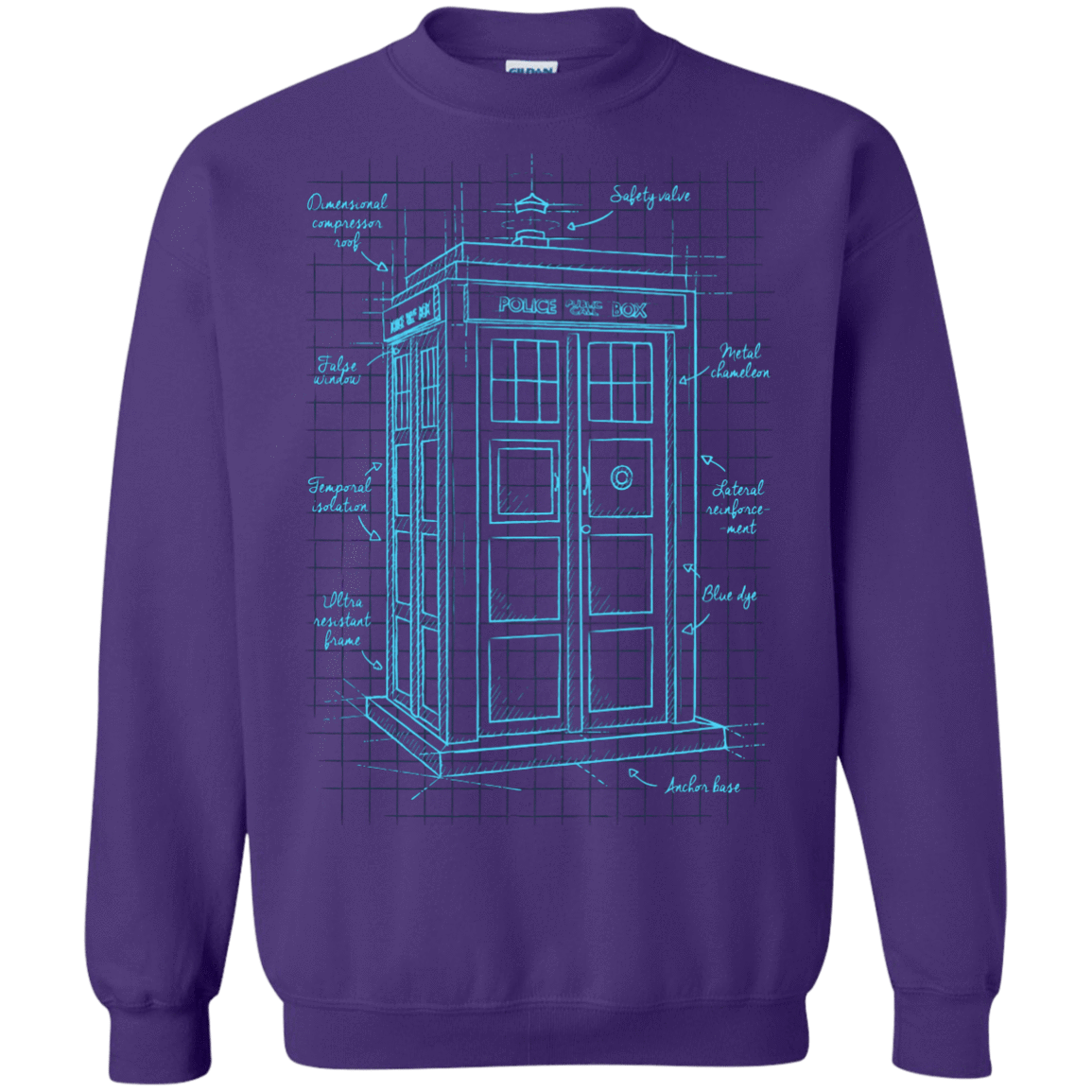 Sweatshirts Purple / S Tardis Plan Crewneck Sweatshirt