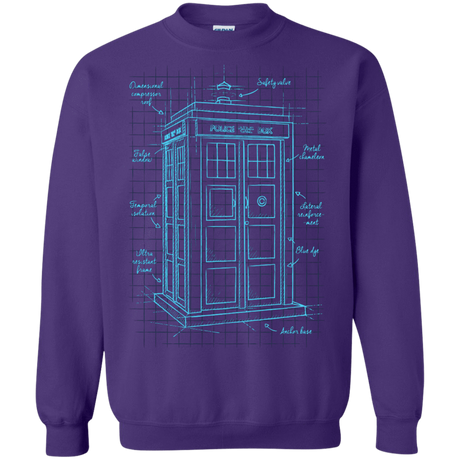 Sweatshirts Purple / S Tardis Plan Crewneck Sweatshirt