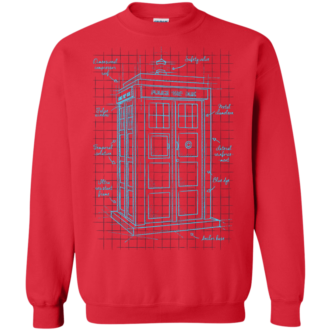 Sweatshirts Red / S Tardis Plan Crewneck Sweatshirt