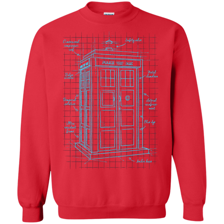 Sweatshirts Red / S Tardis Plan Crewneck Sweatshirt