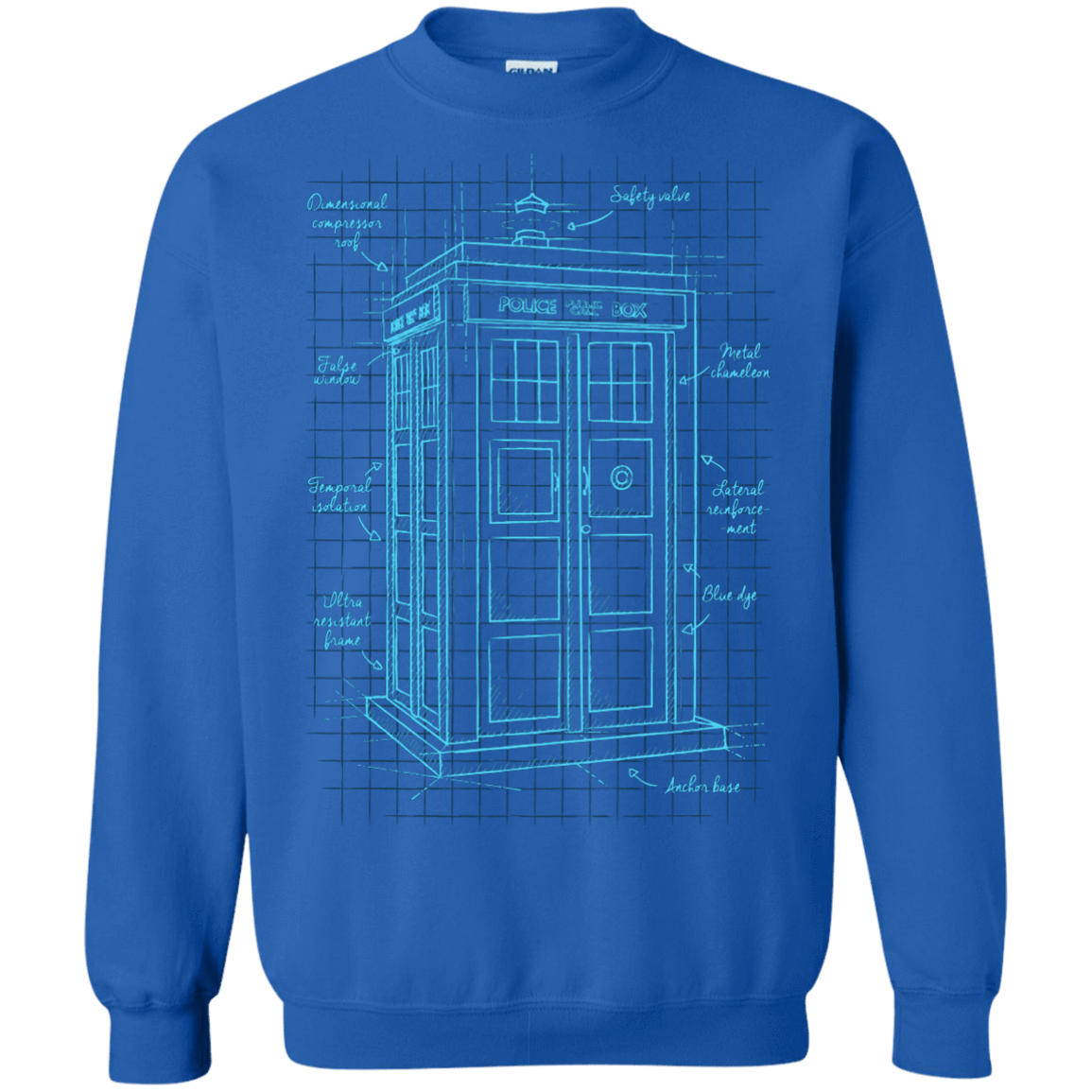 Sweatshirts Royal / S Tardis Plan Crewneck Sweatshirt