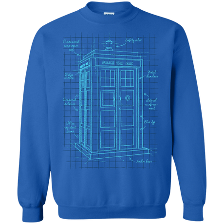 Sweatshirts Royal / S Tardis Plan Crewneck Sweatshirt