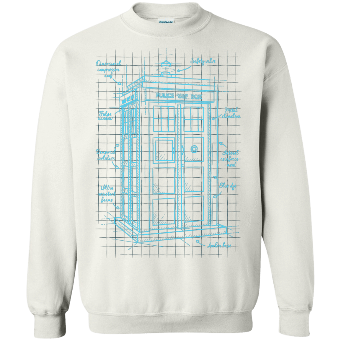 Sweatshirts White / S Tardis Plan Crewneck Sweatshirt