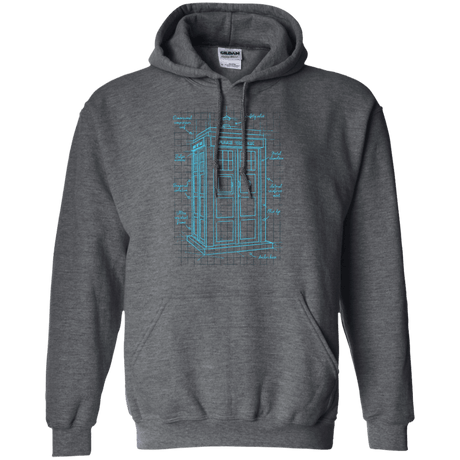 Sweatshirts Dark Heather / S Tardis Plan Pullover Hoodie
