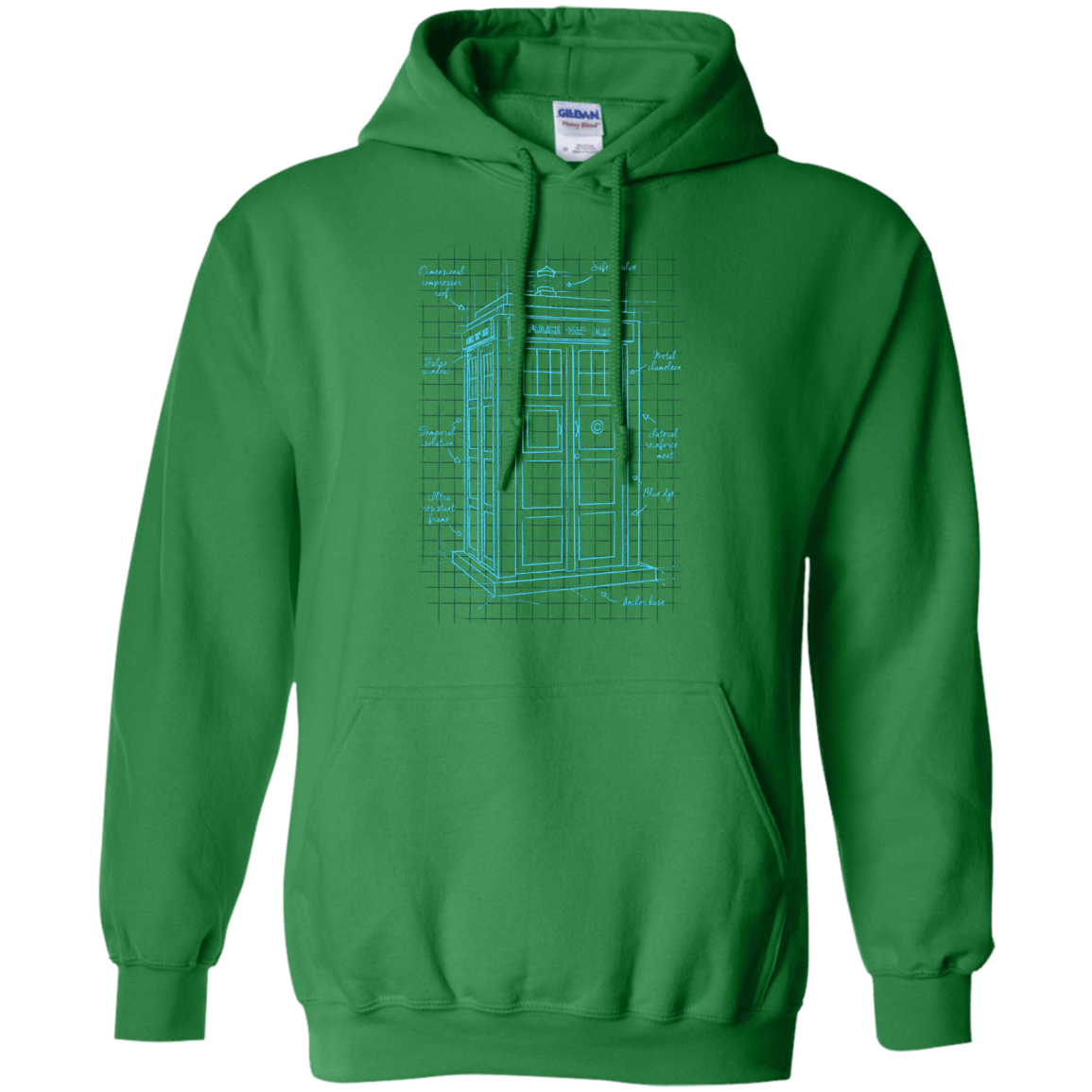 Sweatshirts Irish Green / S Tardis Plan Pullover Hoodie
