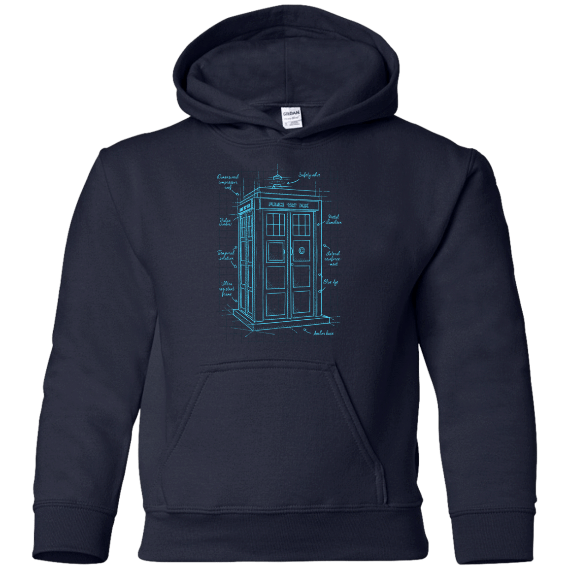 Sweatshirts Navy / YS Tardis Plan Youth Hoodie