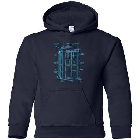 Sweatshirts Navy / YS Tardis Plan Youth Hoodie