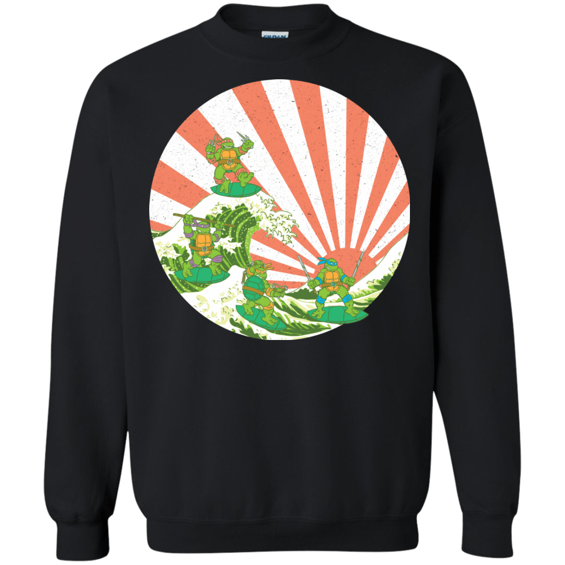 Sweatshirts Black / S The Great Wave Off Cowabunga Crewneck Sweatshirt