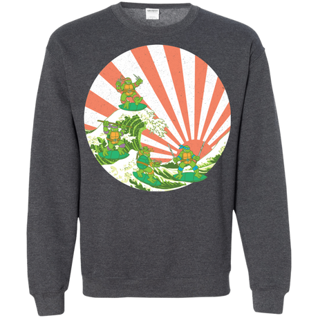 Sweatshirts Dark Heather / S The Great Wave Off Cowabunga Crewneck Sweatshirt