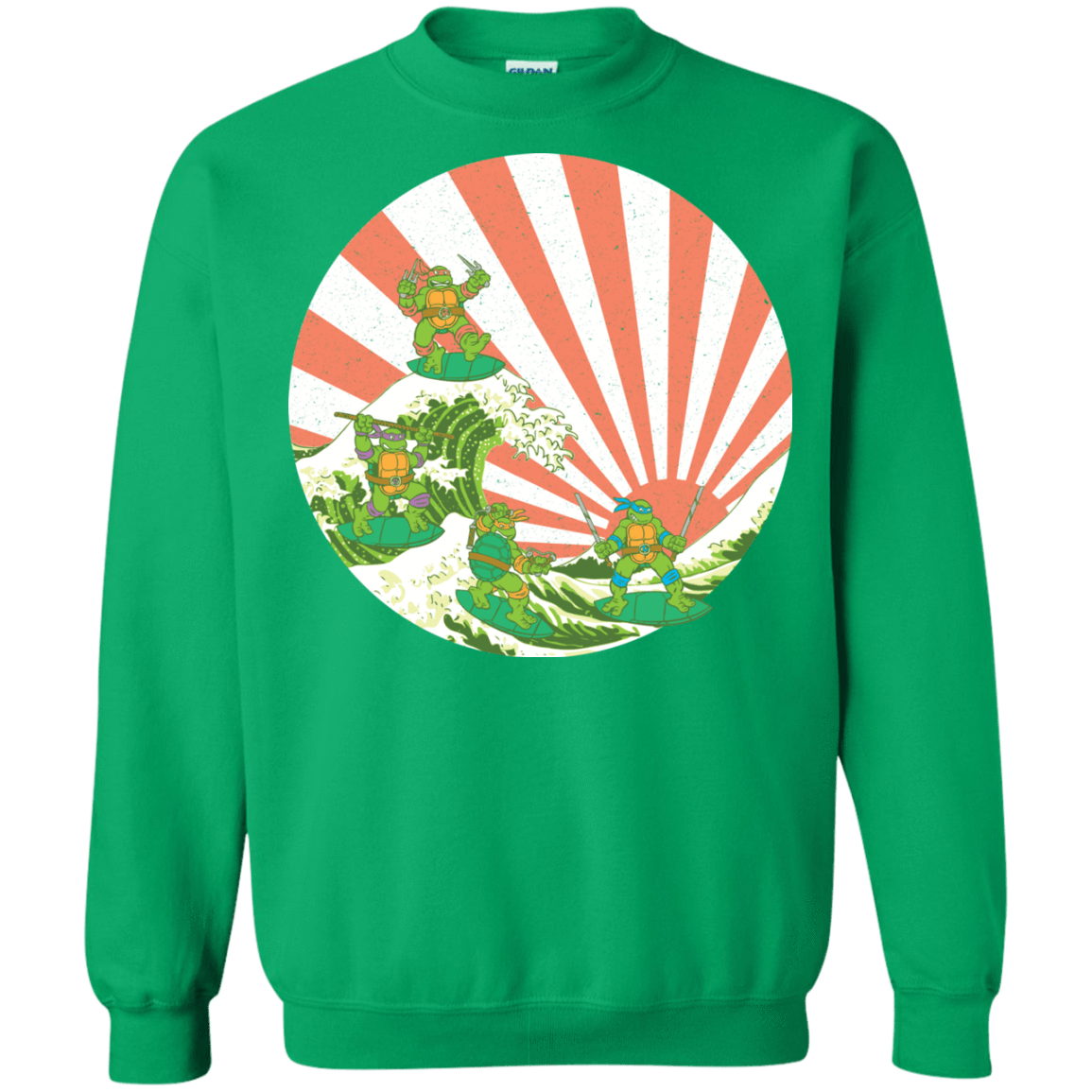 Sweatshirts Irish Green / S The Great Wave Off Cowabunga Crewneck Sweatshirt