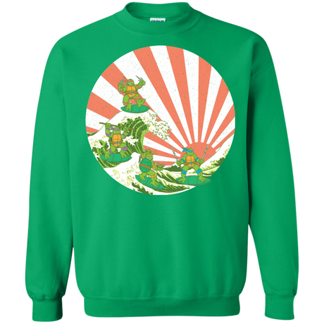 Sweatshirts Irish Green / S The Great Wave Off Cowabunga Crewneck Sweatshirt