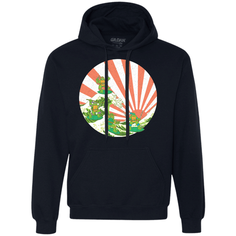 Sweatshirts Navy / S The Great Wave Off Cowabunga Premium Fleece Hoodie