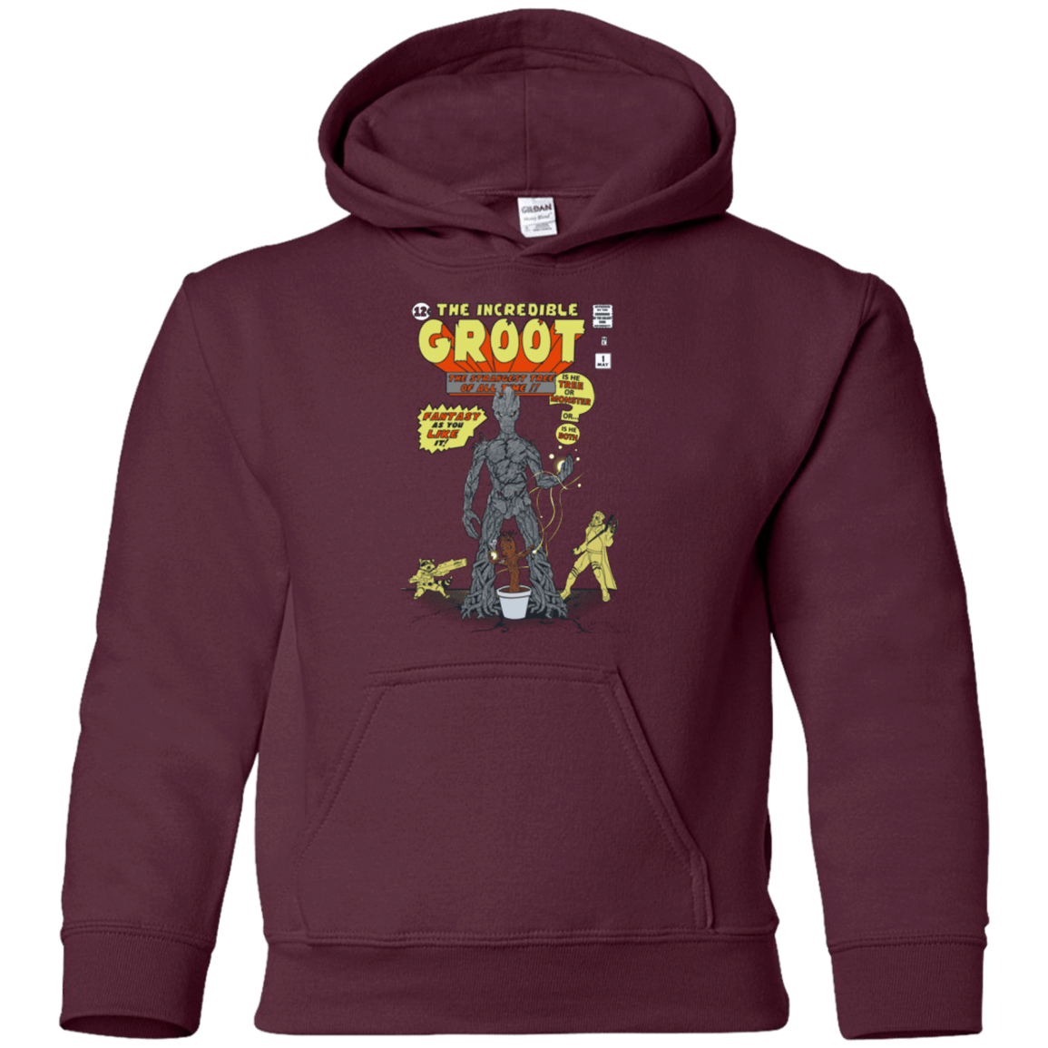 Sweatshirts Maroon / YS The Incredible Groot Youth Hoodie