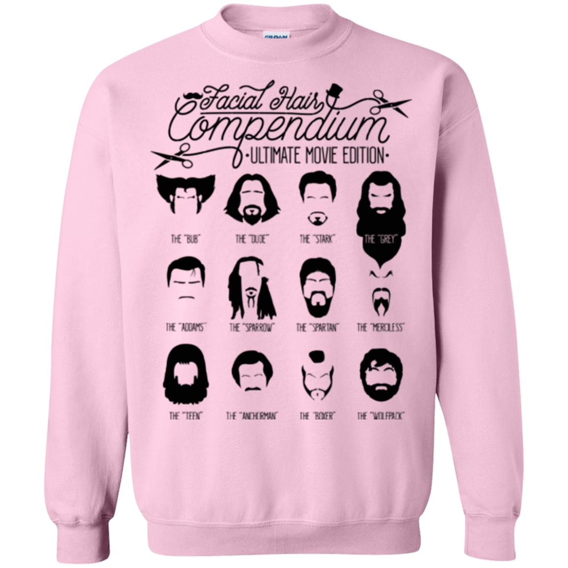 Sweatshirts Light Pink / Small The Movie Facial Hair Compendium Crewneck Sweatshirt