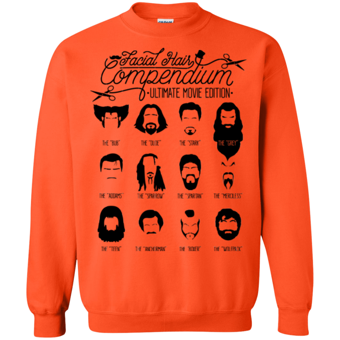 Sweatshirts Orange / Small The Movie Facial Hair Compendium Crewneck Sweatshirt