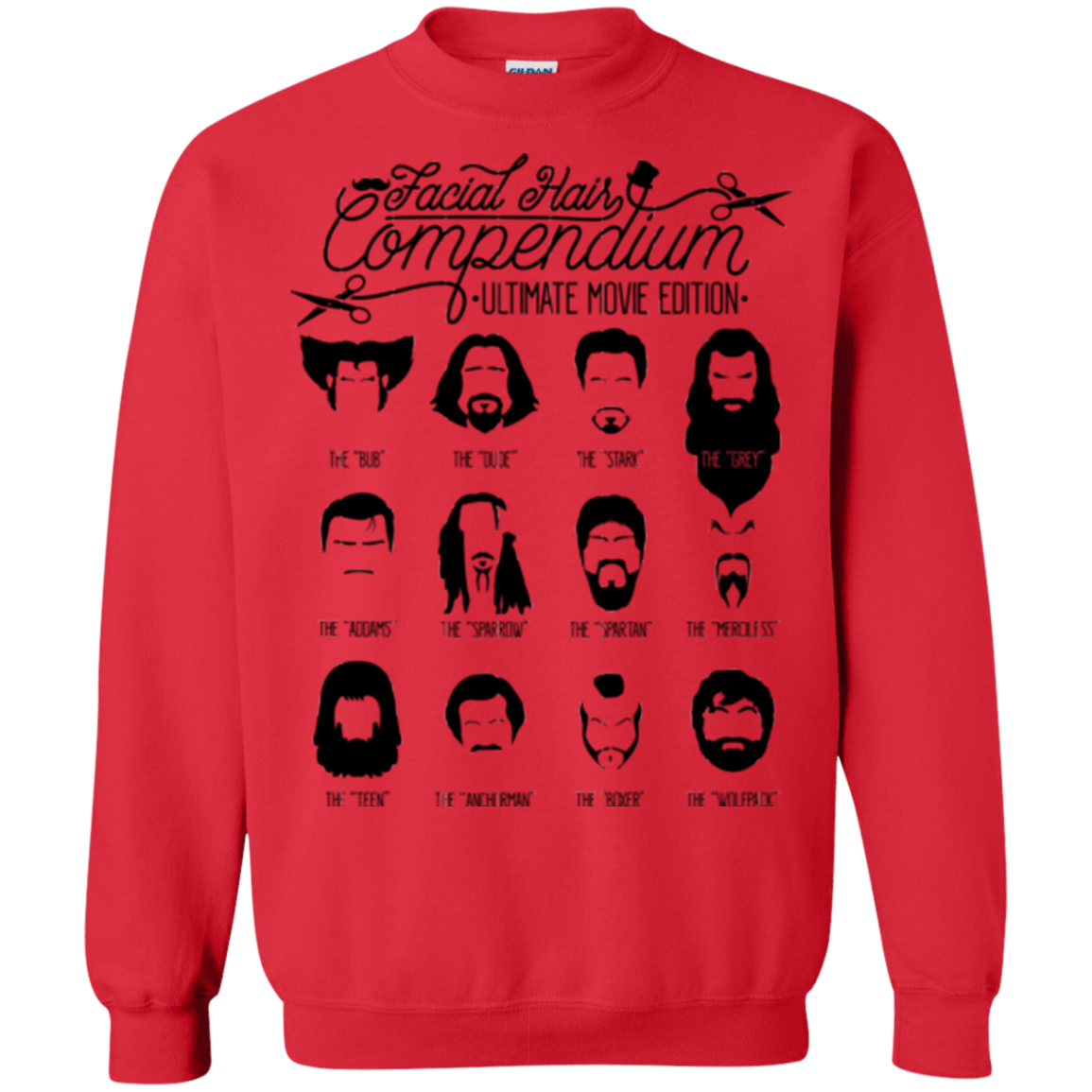Sweatshirts Red / Small The Movie Facial Hair Compendium Crewneck Sweatshirt