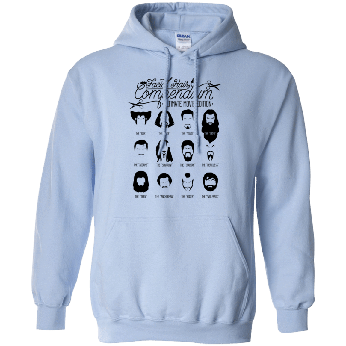 Sweatshirts Light Blue / Small The Movie Facial Hair Compendium Pullover Hoodie