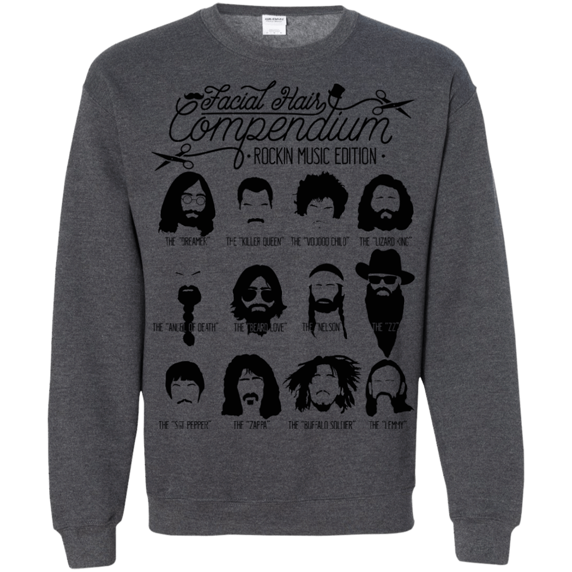 Sweatshirts Dark Heather / S The Music Facial Hair Compendium Crewneck Sweatshirt