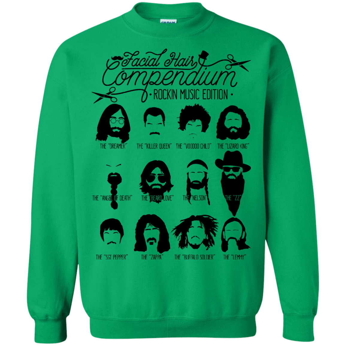 Sweatshirts Irish Green / S The Music Facial Hair Compendium Crewneck Sweatshirt