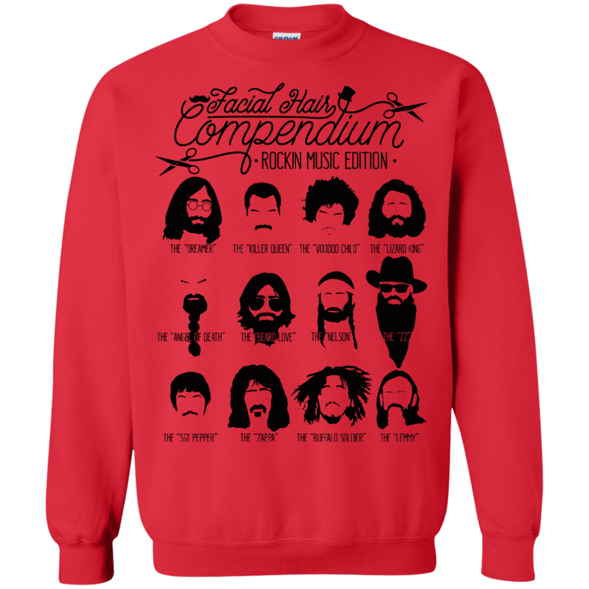 Sweatshirts Red / S The Music Facial Hair Compendium Crewneck Sweatshirt