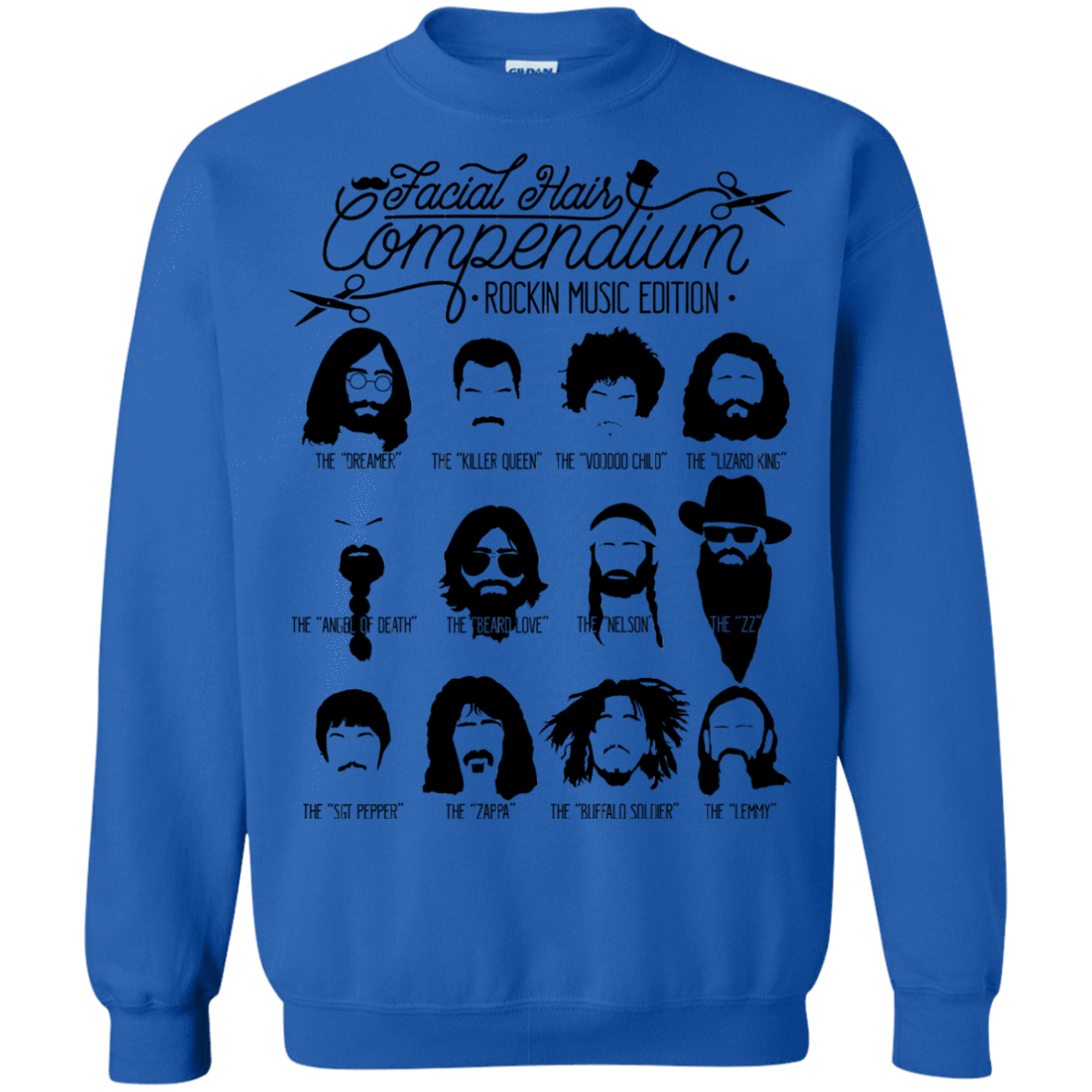 Sweatshirts Royal / S The Music Facial Hair Compendium Crewneck Sweatshirt