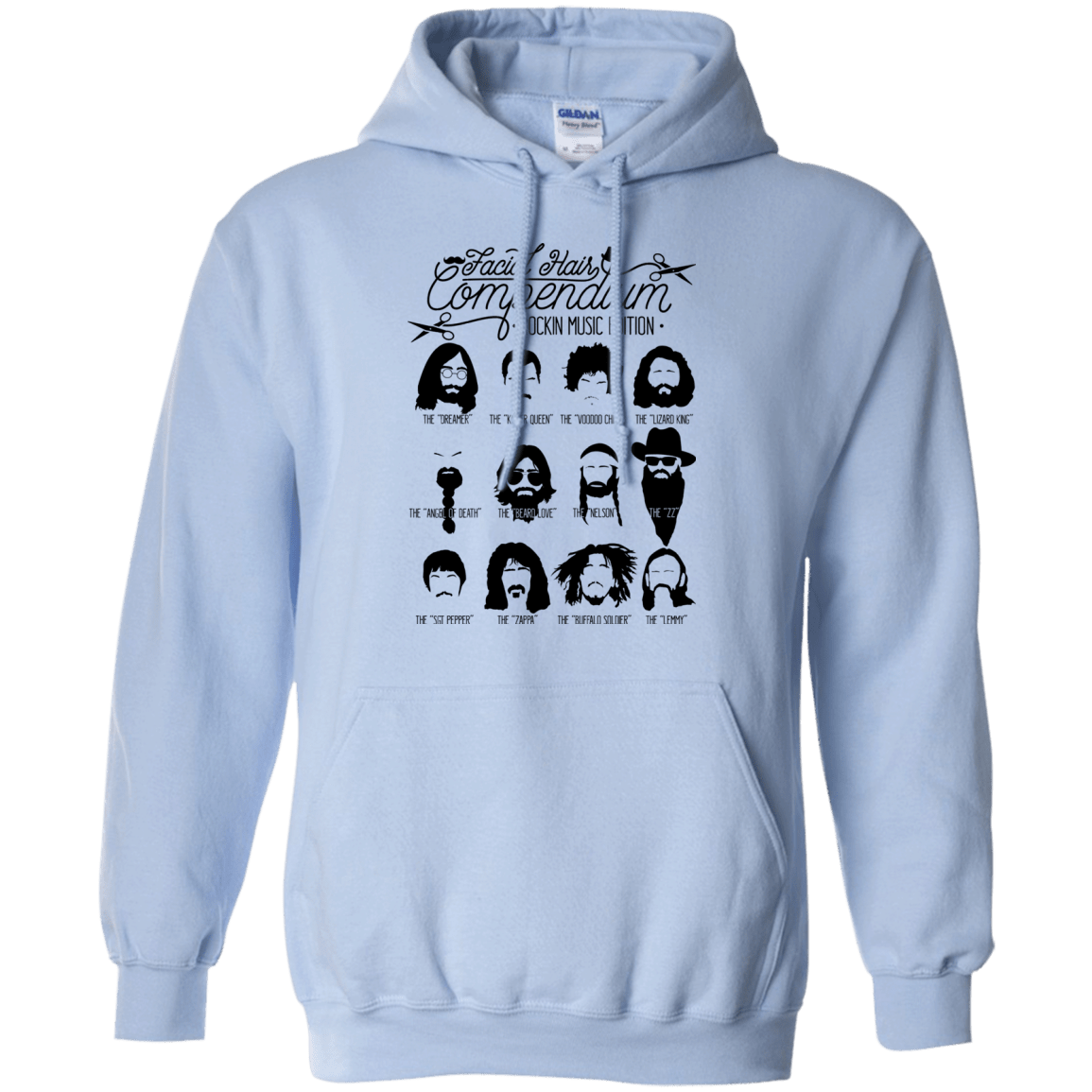 Sweatshirts Light Blue / S The Music Facial Hair Compendium Pullover Hoodie