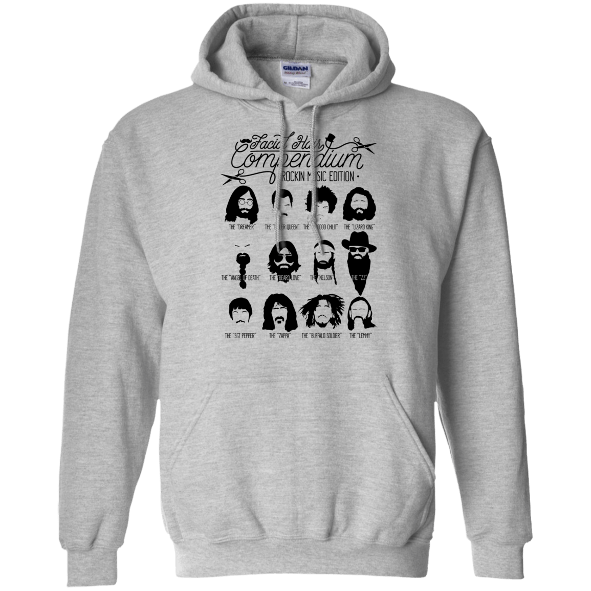 Sweatshirts Sport Grey / S The Music Facial Hair Compendium Pullover Hoodie