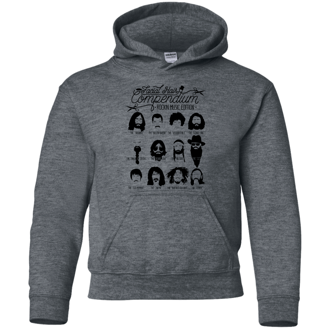 Sweatshirts Dark Heather / YS The Music Facial Hair Compendium Youth Hoodie