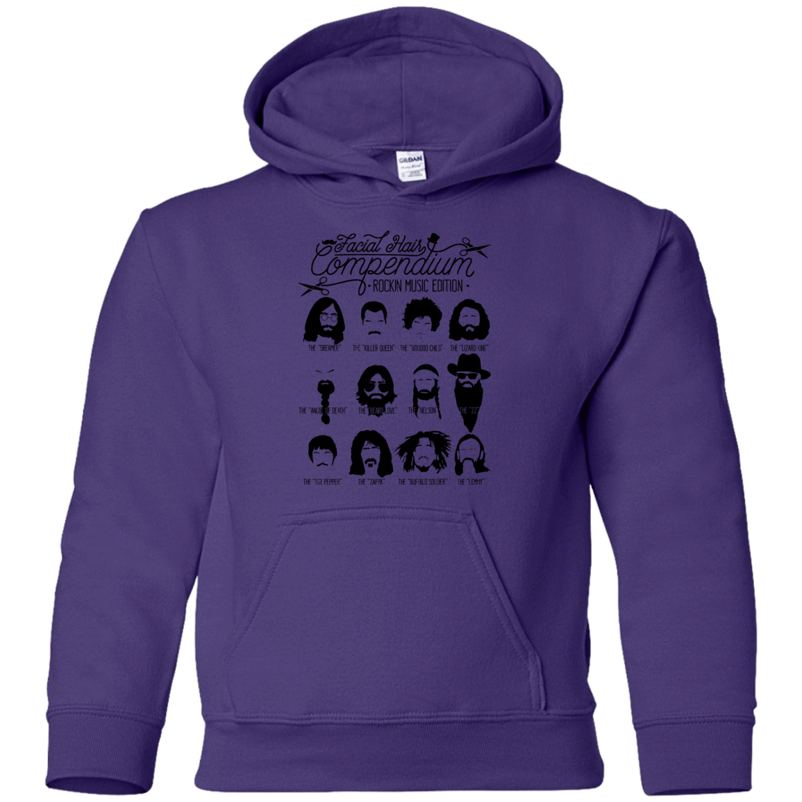 Sweatshirts Purple / YS The Music Facial Hair Compendium Youth Hoodie
