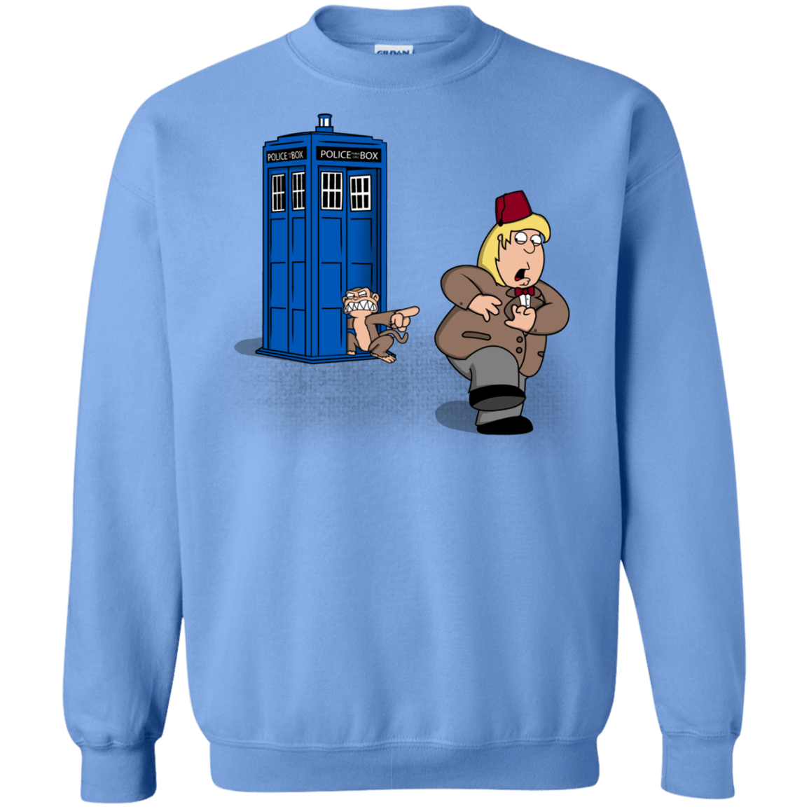 Sweatshirts Carolina Blue / S The Tardis Monkey Crewneck Sweatshirt