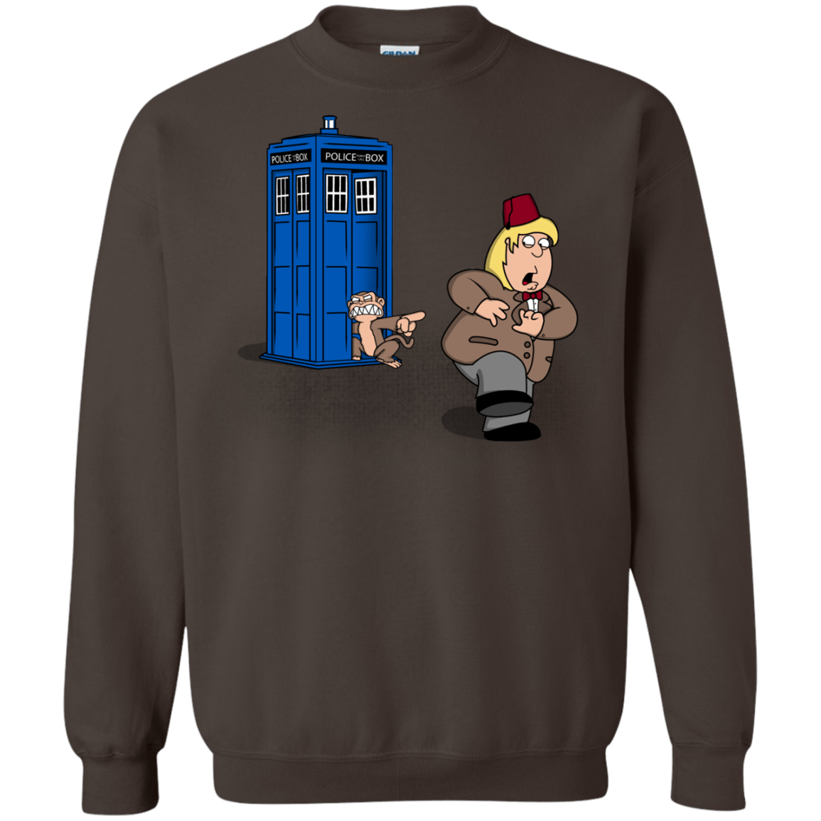 Sweatshirts Dark Chocolate / S The Tardis Monkey Crewneck Sweatshirt