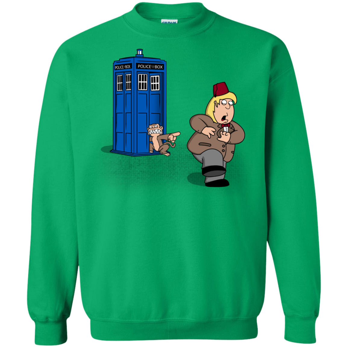 Sweatshirts Irish Green / S The Tardis Monkey Crewneck Sweatshirt