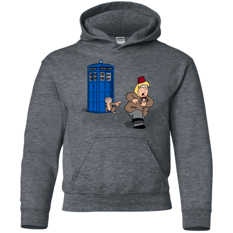 Sweatshirts Dark Heather / YS The Tardis Monkey Youth Hoodie